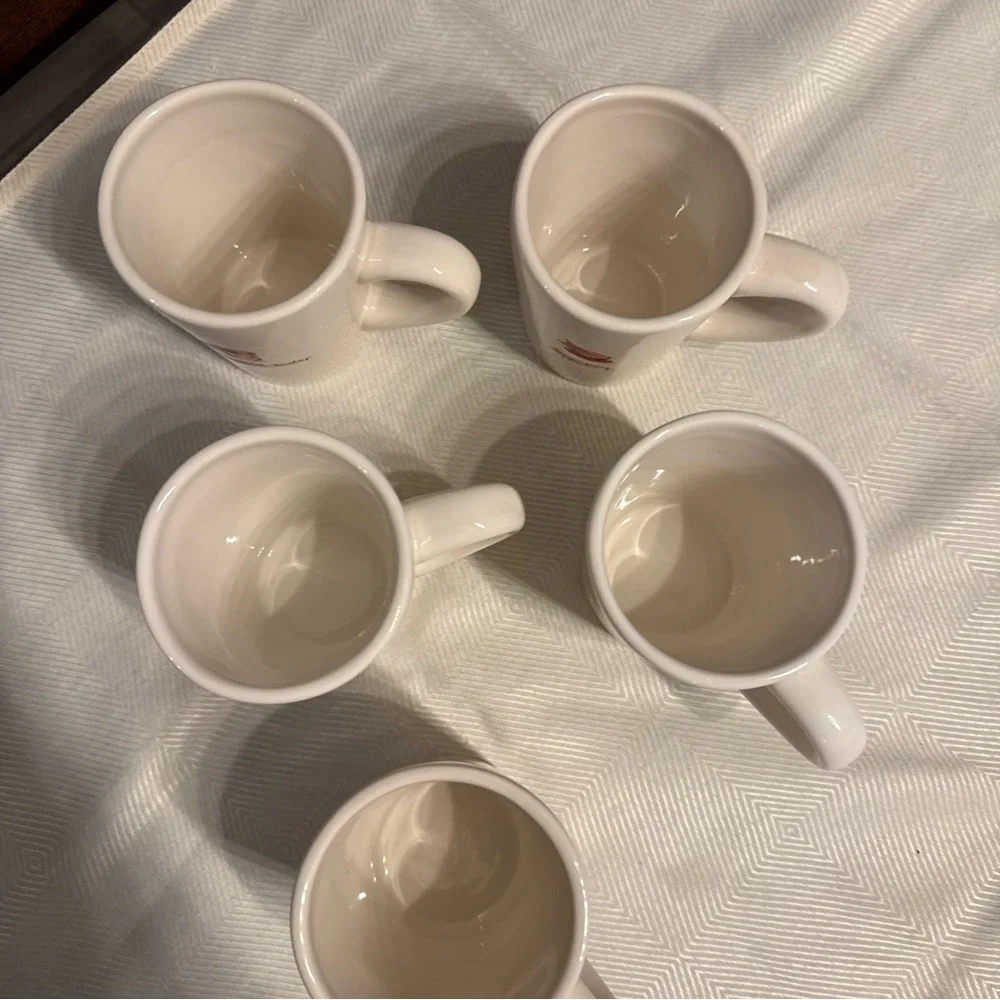 White Ceramic Mug Set with Red Accents Williams Sonoma